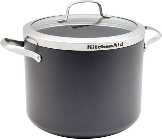 Каструля с крышкой KitchenAid Aluline CC001258-001 24 см 8 л черная