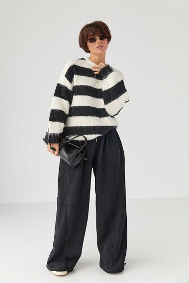 Жіночі теплі спортивні штани палаццо - чорний цвет, L/XL (є розміри) | Зображення 2