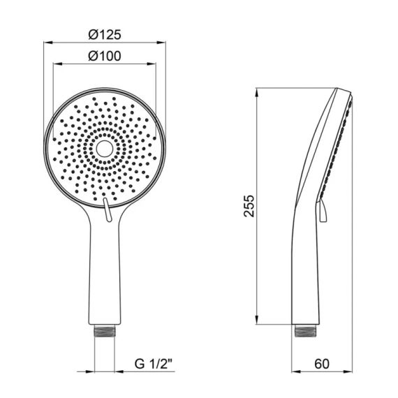 Лейка для ручного душа Lidz Niagara 32 120 мм округлая LDNIA32BLM47555 Matt Black | Зображення 1