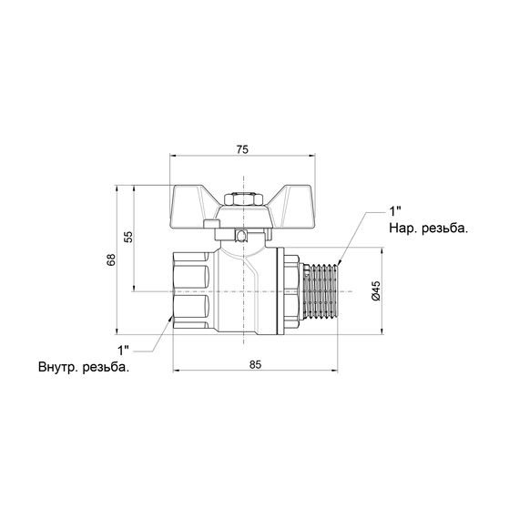 Кран кульовий SD Forte 1" ВЗ для води (метелик) SF607W25 | Зображення 2