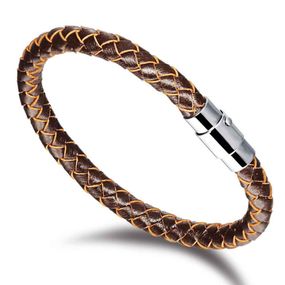 Мужской кожаный браслет Primo Collar с магнитной застежкой - Brown