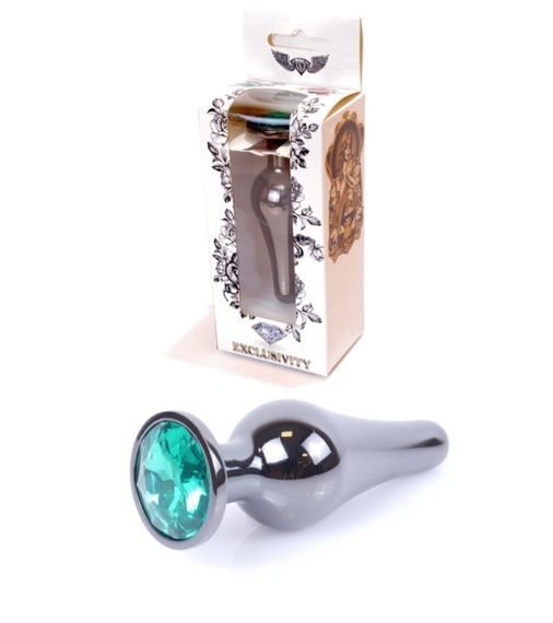 Анальна пробка - Jewellery Dark Silver BUTT PLUG- Green Sex Aura