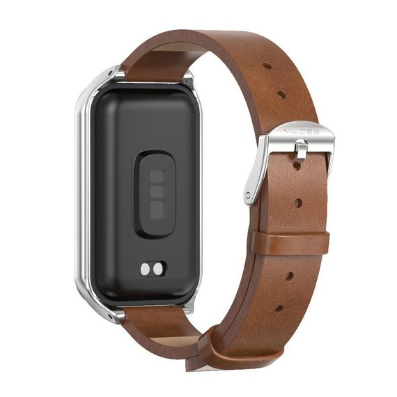 Кожаный ремешок Mijobs для фитнес браслета Xiaomi Mi Smart Band 8 Active - Brown