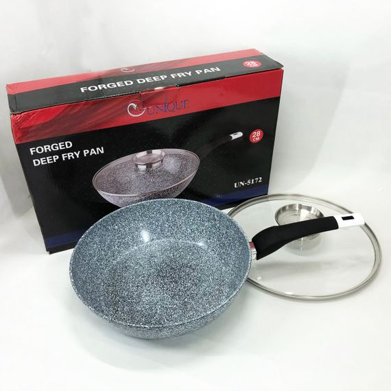 Сковорода глибока UNIQUE UN-5172 28 см з кришкою, Міцна сковорідка з антипригарним покриттям | Зображення 7