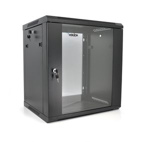 Шафа Merlion 12U, 600*450*634 (Ш*Г*В)мм  загартоване скло, чорна, сталь 1,2мм  з замком
