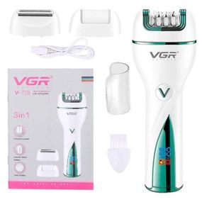 Епілятор акумуляторний жіночий 3 в 1 VGR V-728 Бездротовий електроепілятор пемза бритва для ніг і рук