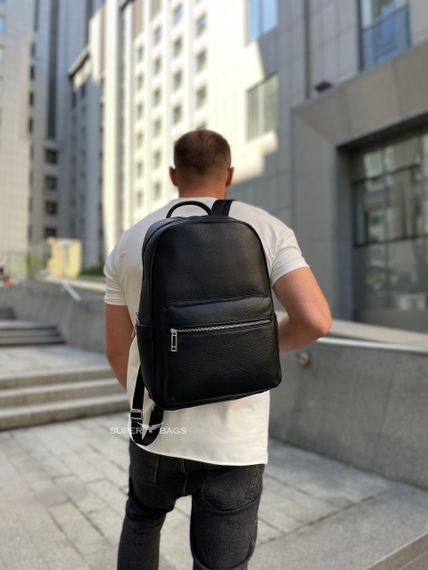 Кожаный мужской рюкзак городской для ноутбука и документов черный Tiding Bag 20334 | Зображення 2