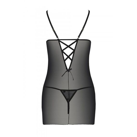 Сорочка з вирізами на грудях, стрінги Passion LOVELIA CHEMISE L/XL, black | Зображення 5