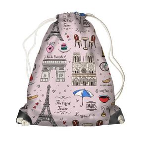 Рюкзак-мешок детский MINI Париж Франция, Париж, розовый фон 26х36 см (DRM_17M055_SE)