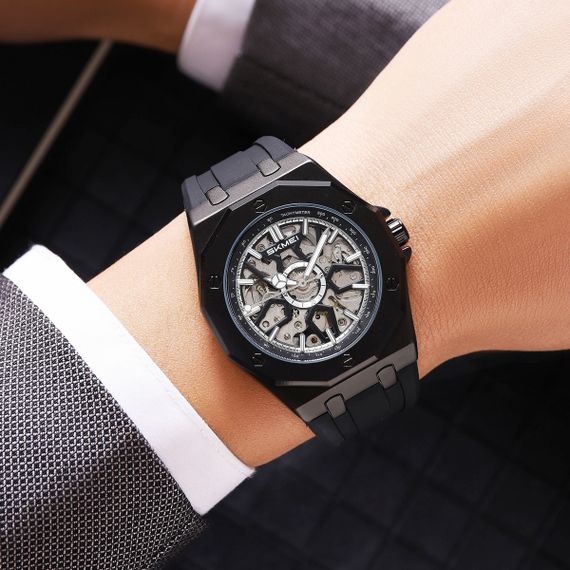 Класичний чоловічий годинник Skmei M036PBK Black Steel | Зображення 4