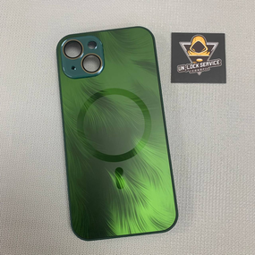 Чохол для iPhone 13 TPU MagSafe з візерунком пір'я Зелений