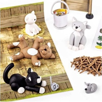 Набор для творчества Fimo Kids Котики 4 цветных 42 г (4007817032596) | Зображення 1