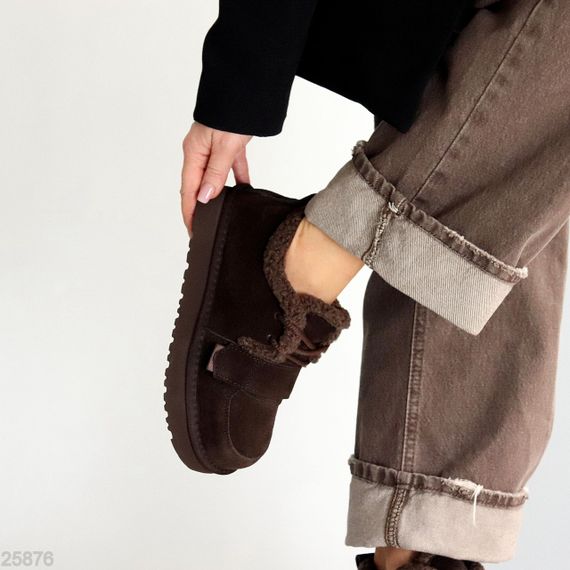 Молодежные дизайнерские зимние автоледи натуралки на липучке цвет Шоколад | Зображення 7