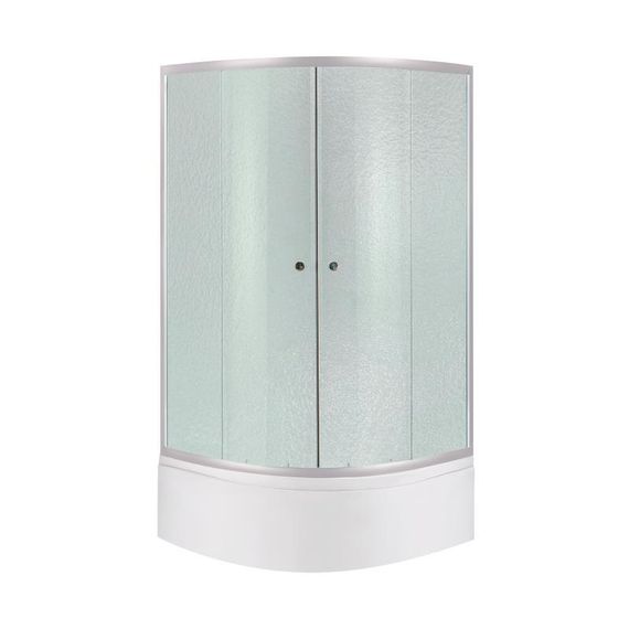 Lidz Latwa SC80x80.SAT.HIGH.FR Душова кабіна напівкругла, скло Frost 4 мм + Lidz Душовий піддон KAPIELKA ST80x80x41, з панеллю