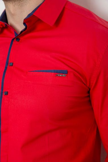 Рубашка мужская с длинным рукавом  -уценка, цвет красный, 214R7009-U | Зображення 4