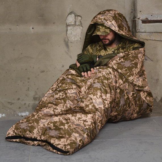 Великий  спальний мішок до -25, тактичний зимовий спальник , військовий піксель | Зображення 6