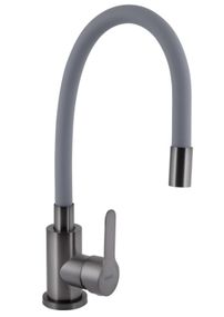 Змішувач для кухні Brinex Pure 015F3 з гнучким виливом Graphite/Grey BRIPUR015F3GRG