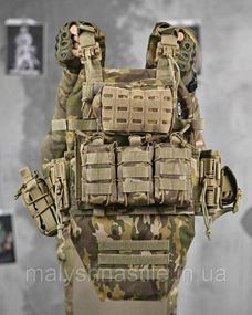 Плитоноска 4 быстрых сброса с напашником Cordura мультикам ДЛ63963