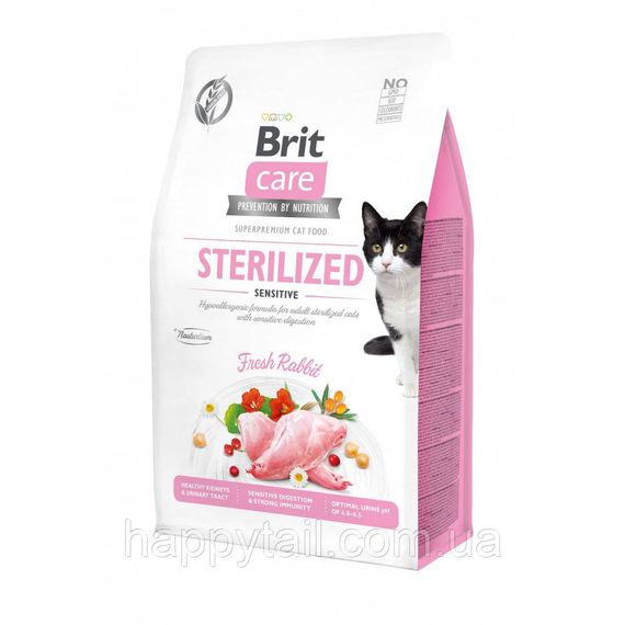 Корм сухой Brit Care Cat Grain Free Sterilized Sensitive для стерилизованных кошек с чувствительным пищеварением с кроликом 400 г