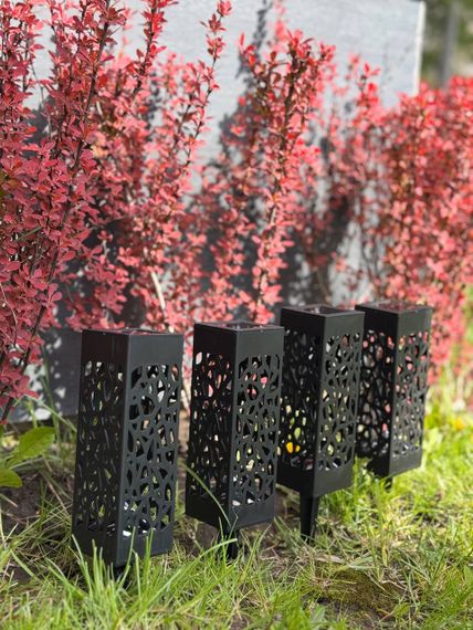 Уличный садовый ажурный светильник / Садовый фонарь на солнечной батарее garden light 4шт | Зображення 7