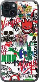 Чохол на iPhone 15 Plus Many different logos із силікону FCh_000538