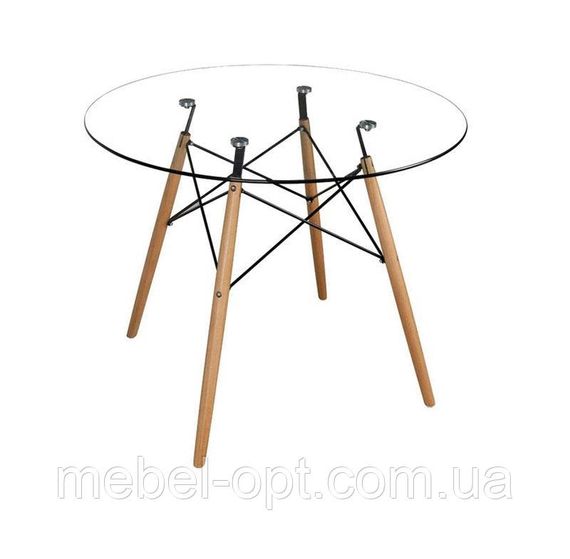 Стіл Етна Glass круглий скляний 80 см, дизайн Eames DSW Table