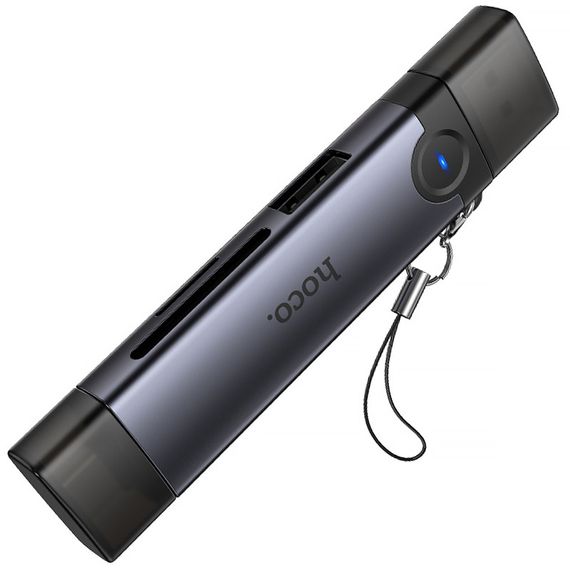 Картридер Hoco HB56 Victory 5in1 Type-C/USB2.0 to SD/TF3.0 + USB 2.0 Metal gray | Зображення 4