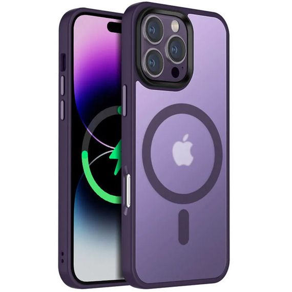 TPU+PC чохол Metal Buttons with MagSafe Colorful для Apple iPhone 16 Pro Max (6.9") Темно-фіолетовий / Dark Purple