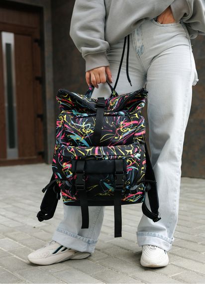 Жіночий рюкзак Sambag RollTop DOUBLE чорний ABSTRACT 41 х 27 х 18 см (24330707) | Зображення 5