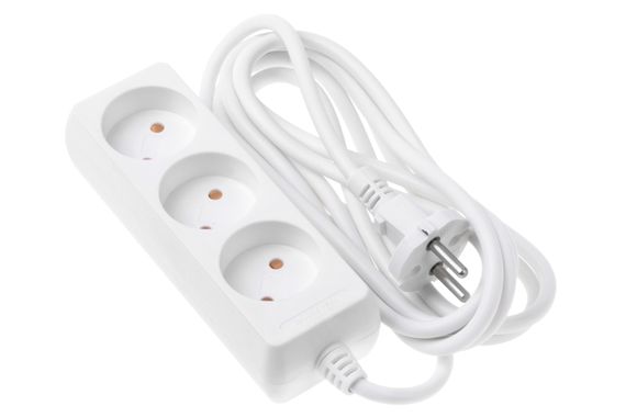 Сетевой удлинитель 2Е 3XCEE 7/17, 2G*1.0мм, 3м, white (2E-U03M3)