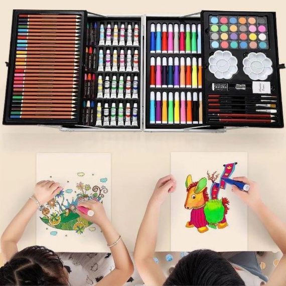 Набір для малювання для підлітків Єдиноріг 145 предметів | Валіза з олівцями DZ-532 та фарбами | Зображення 6
