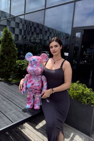 Фигурка  Bearbrick Valentine Medicom Toy дизайнерська статуетка ведмідь Беарбрік 70 см mb045 рожева | Зображення 3