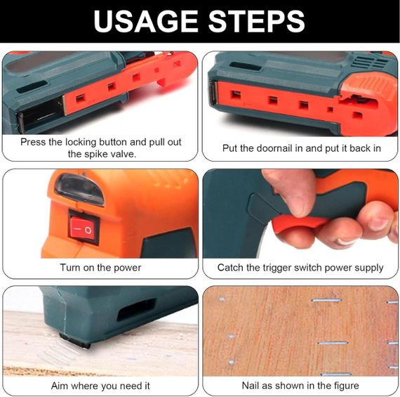 Беспроводной гвоздезабиватель-степлер 2-в-1 Cordless Nailer Stapler 21 в 1, аккумуляторный | Зображення 7