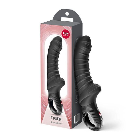 Вибратор для точки G Fun Factory TIGER Black, ребристый, подходит для анальной стимуляции Sex Aura | Зображення 3