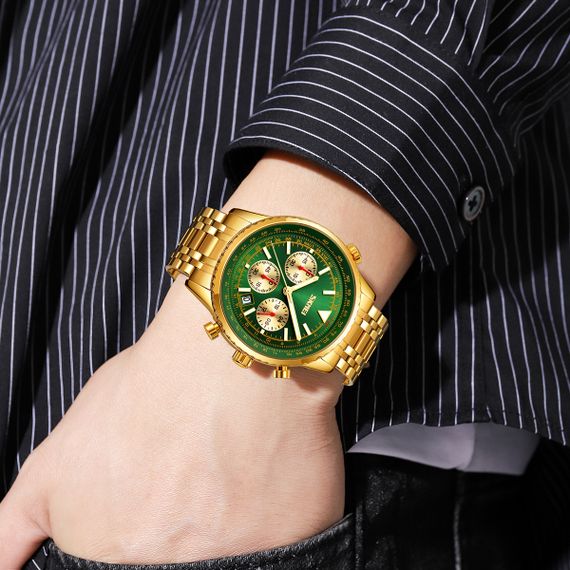 Класичний чоловічий годинник Skmei 9333GDGN Gold-Green | Зображення 2