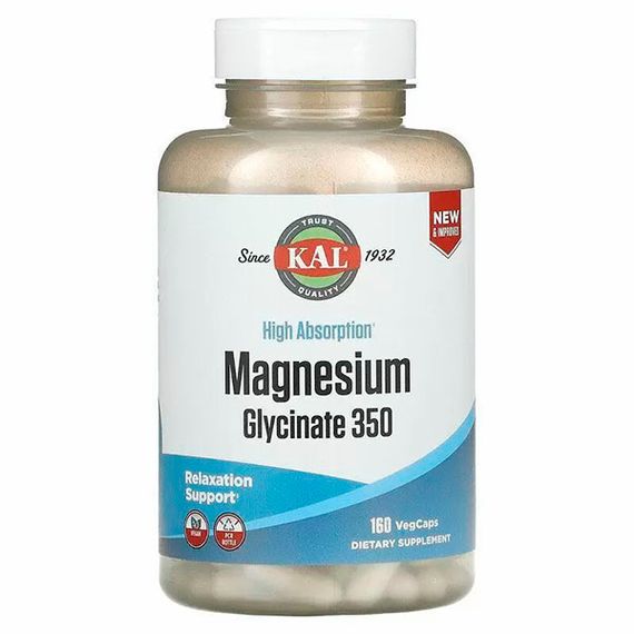 Микроэлемент Магний KAL Magnesium Glycinate 350 mg 160 Veg Caps