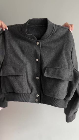 Бомбер женский из кашемира цвет графит XL | Зображення 5