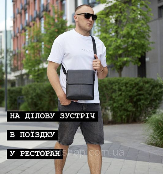 Мужская кожаная сумка мессенджер на плечо Кожаная сумку для мужчин Tiding Bag 39017 черная | Зображення 9