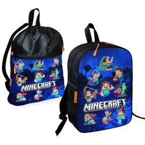 Школьный рюкзак детский Minecraft + Сумка для обуви спортивной формы рюкзак-мешок  для мальчика (01711)