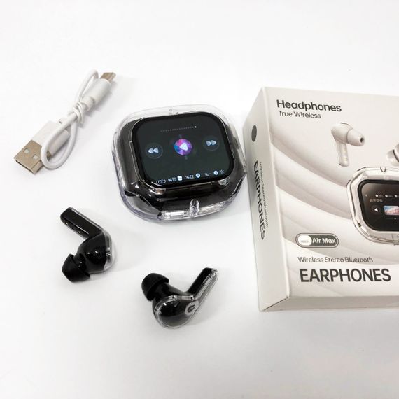 Бездротові вакуумні навушники TWS з дисплеєм LED, вологозахист IPx4 Bluetooth 5.4 з кейсом. Колір: чорний | Зображення 4