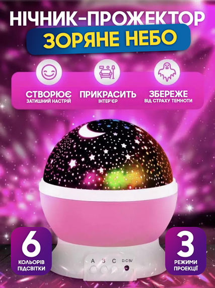 Проектор зоряного неба нічник Star Dream (Рожевий)