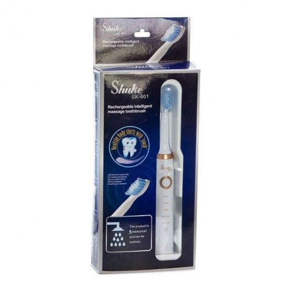 Зубна щітка електрична кругла Shuke SK-601 біла | Зубна щітка на батарейках дитяча | PG-428 Щітка shuke | Зображення 5