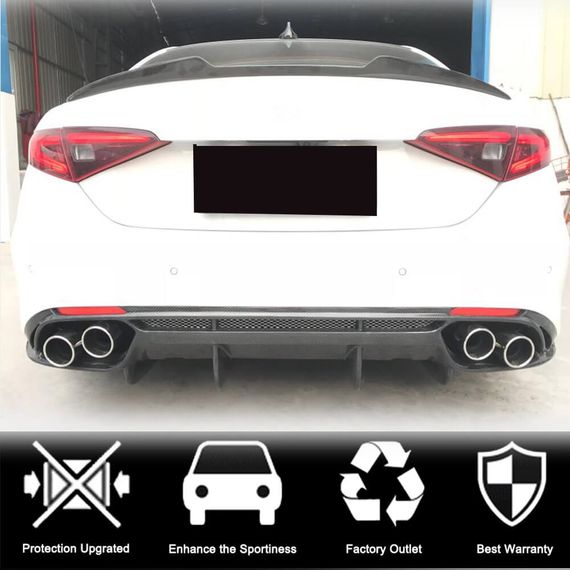 Дифузор заднього бампера V1 (для Base, Карбон) для Alfa Romeo Giulia 2016-2022 рр | Зображення 1