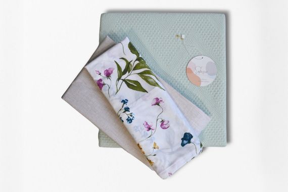 Постельное белье с пледом Saheser Ranforce Zig Zag 200 х 220 см Mint | Зображення 2