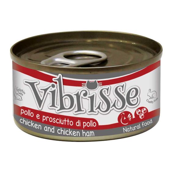 Блок консервованого корму для котів з куркою і шинкою в соусі Croci Vibrisse 12*70 г