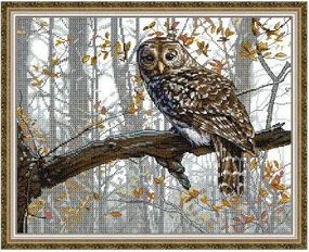 Набір для вишивання за нанесеною на канву схемою "Owl 14". AIDA 14CT printed 44*35 см