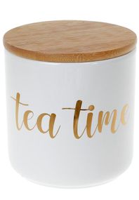 Банка Merceyl "Tea Time" 550мл керамічна з бамбуковою кришкою, біла