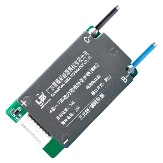 BMS плата Leiba Li-ion 12V 4S 20A, алюмінієвий радіатор