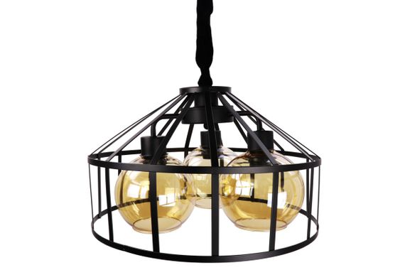 Люстра підвісна LOFT на 3 лампочки 25037 Чорний 35-95х43х43 см. | Зображення 1