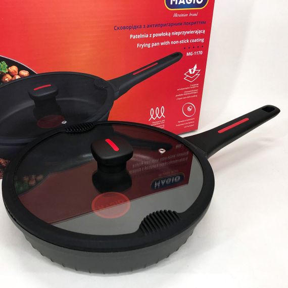 Лита антипригарна сковорода Magio MG-1170 24 см, для індукційної плити, сковорода з індукційним дном | Зображення 9